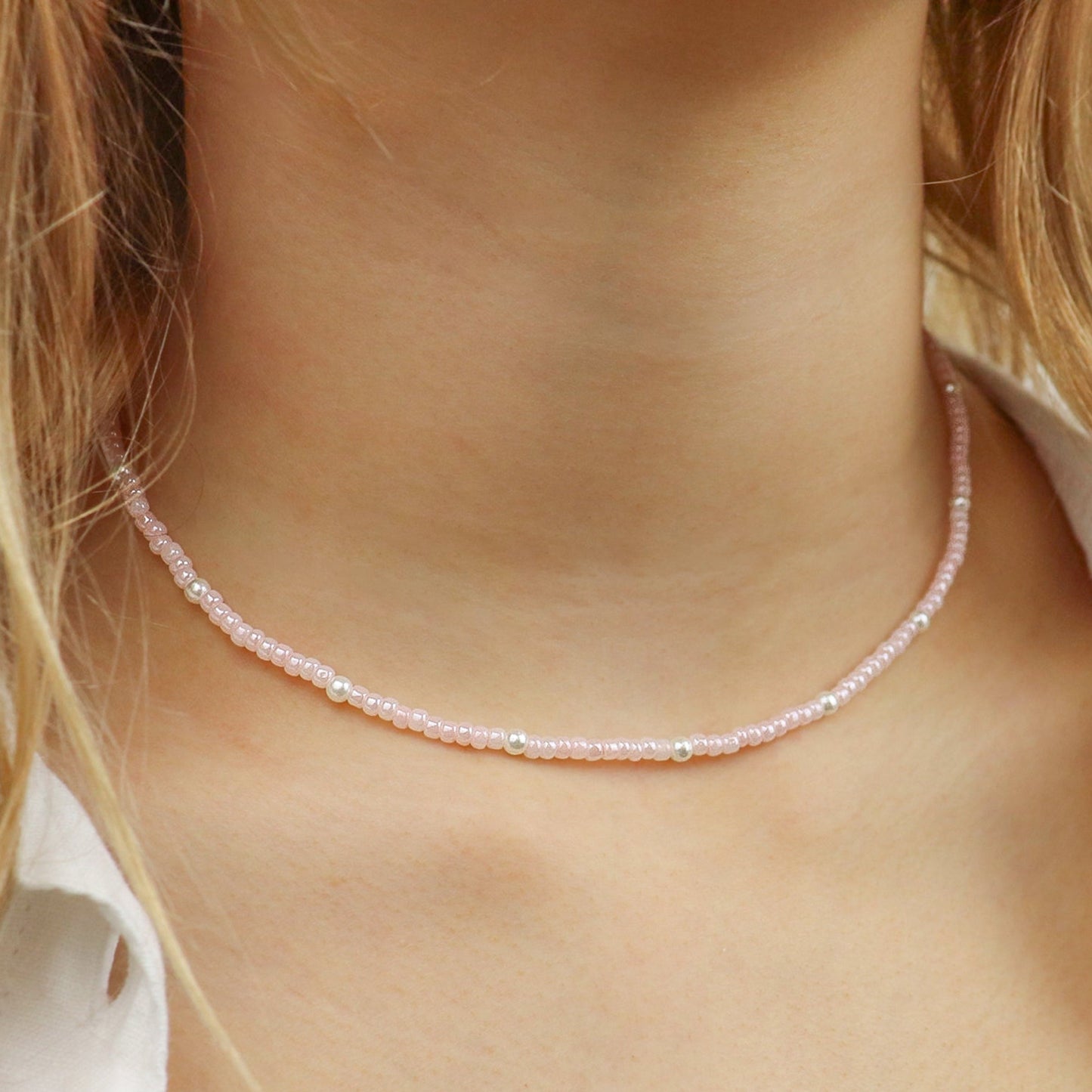 PINK PEARL BEADED NECKLACE
